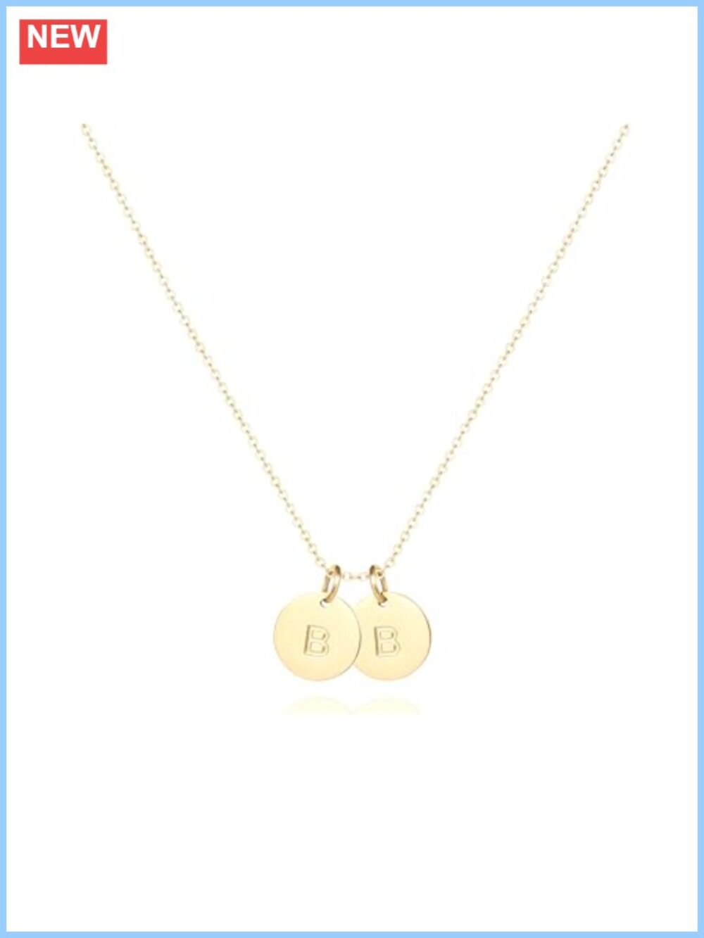 Dainty 18K Gold Plated Initial Necklace for Women, Stainless Steel Pendant